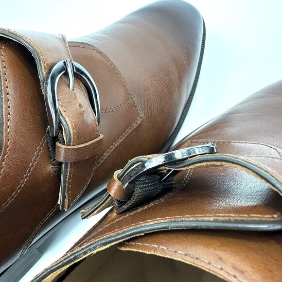 Johnston & Murphy Men Monk Strap Dress Shoes Sz 11M McClain Brown Leather Almond - Picture 6 of 14